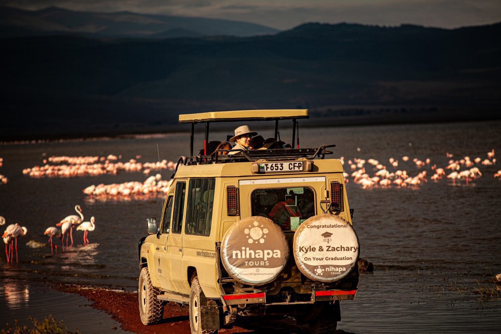 Nihapa Tours safari vehicle exploring Ngorongoro Crater on a day trip