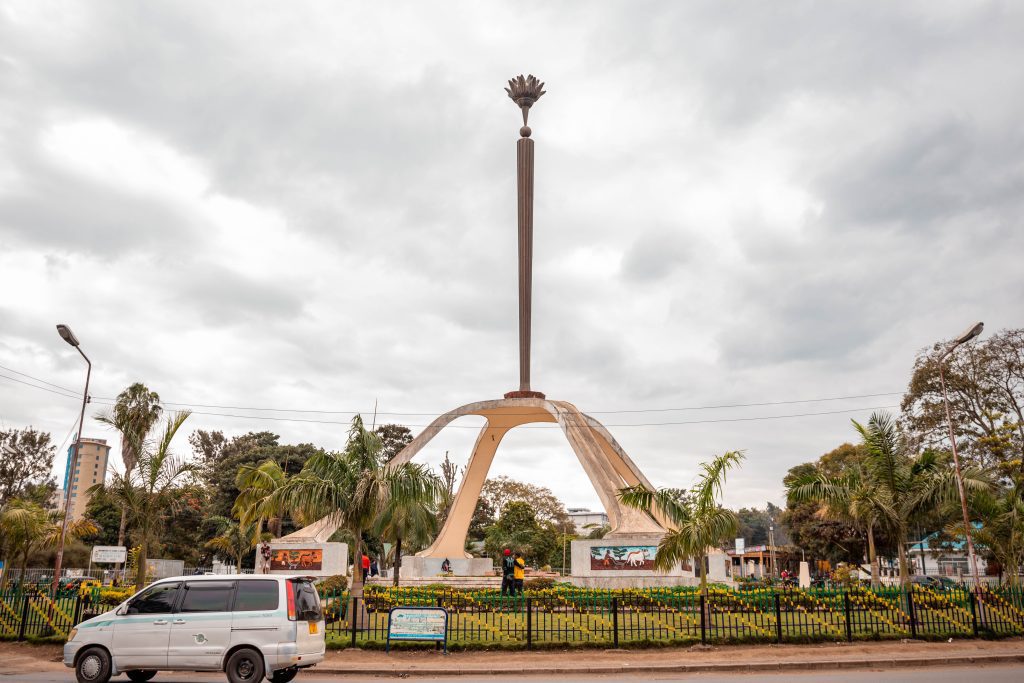 The Arusha Declaration Monument on Makongoro Road in Arusha, Tanzania, symbolizing the principles of Ujamaa and African Socialism.